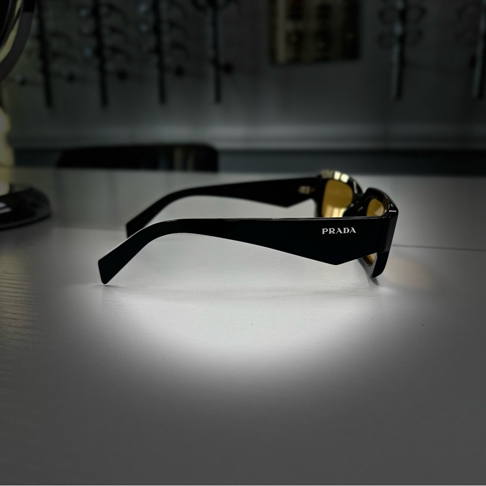 Prada Black Frame Sunglasses with Amber Lenses - Picture 2 of 2